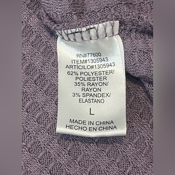 Chaser Thermal Waffle Knit Purple Women's Top Long Sleeve Shirt Size Large - Picture 10 of 14